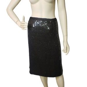 JOSEPH LE BON Vintage Black Sequin Skirt Size Small